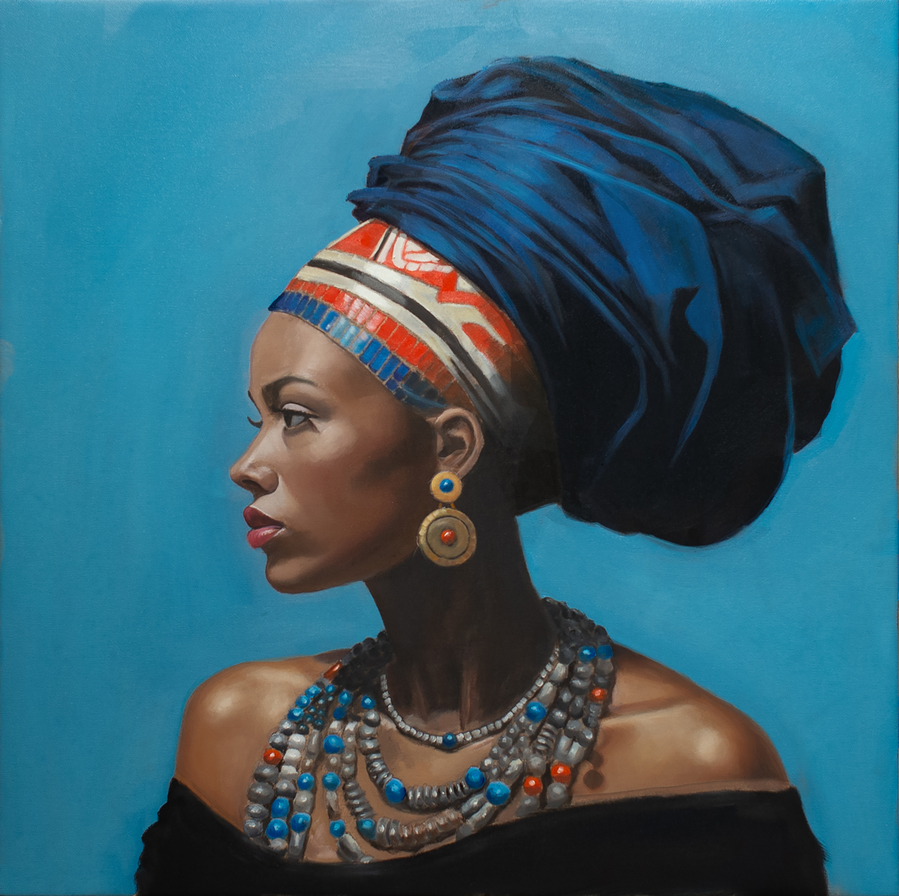 African Queen in Rich Blues