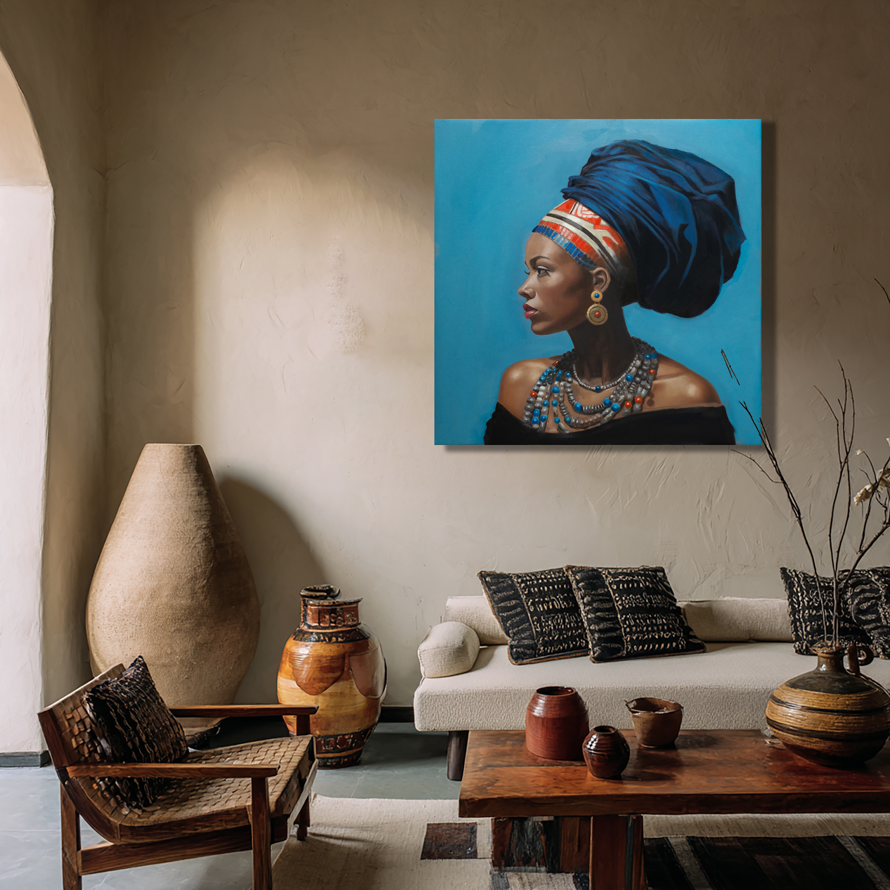African Queen in Rich Blues shown in place