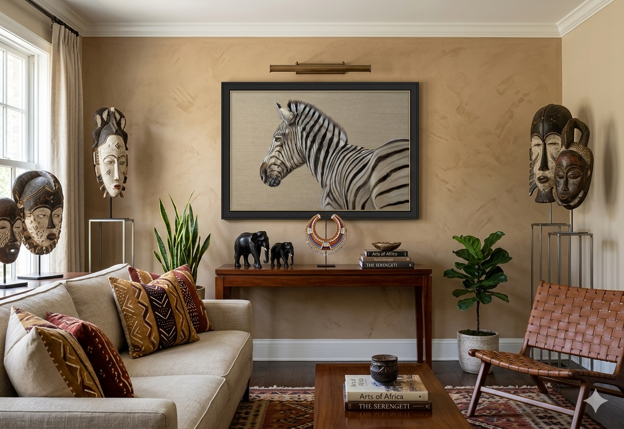 Zebra on Linen shown in place